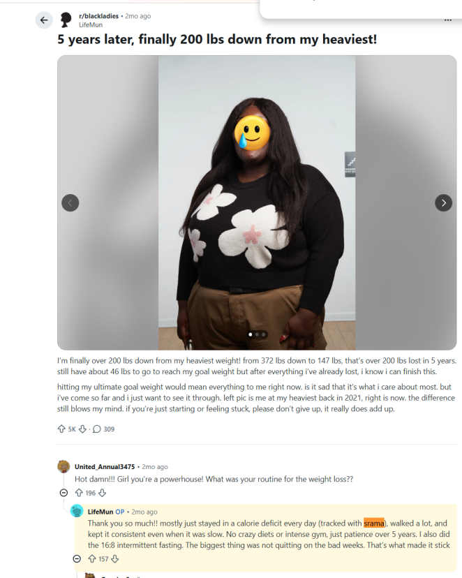 Thumbnail of the Srama Reddit post in r/blackladies